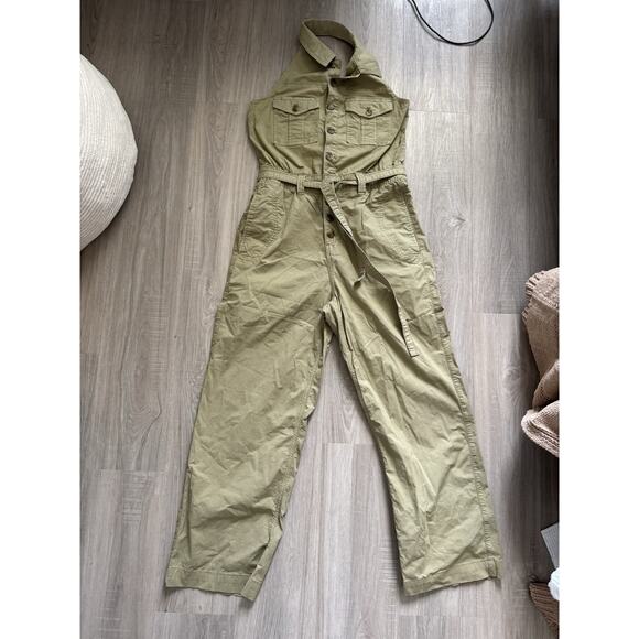 6 for $20 American Eagle Strech Halter Jumpsuit Green S - Picture 6 of 9